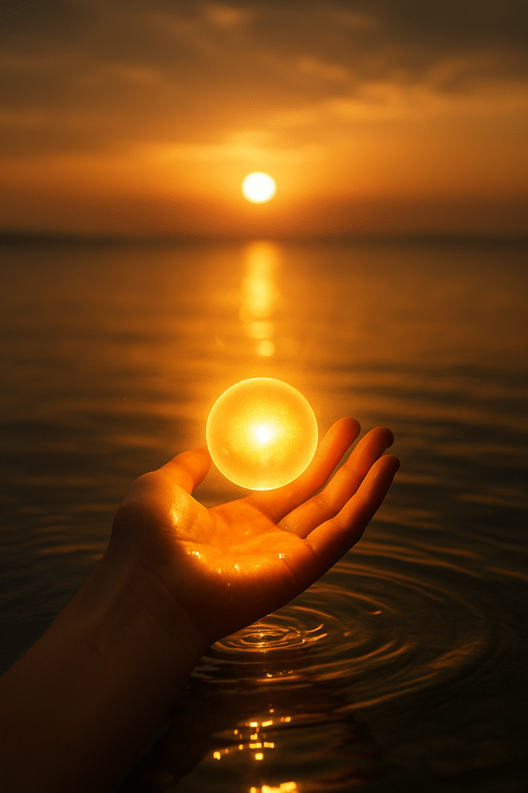 A symbolic image of light emerging through water, representing the soul's journey back to the light.